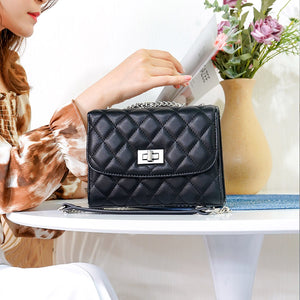 Leather quilted handbags with chain strap