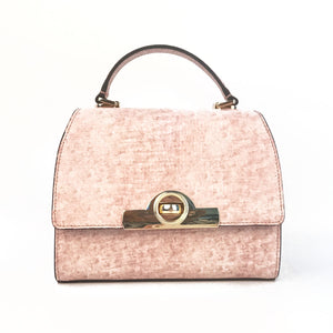 Pink Textured Lizard Top Handbag