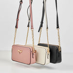 Charger l&#39;image dans la galerie, Pink, black, and white Bow decor lychee pattern crossbody bag
