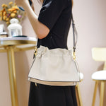 Load image into Gallery viewer, Soft leather drawstring bucket bag
