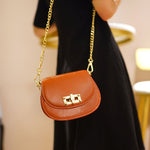 Load image into Gallery viewer, Leather half moon crossbody bag with golden chain
