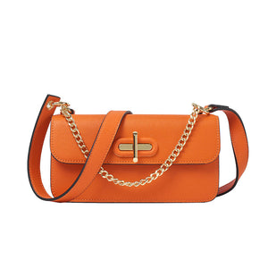 Orange Convertible Chain Strap Shoulder Bag
