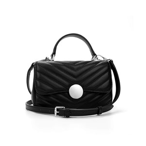 Black Linear quilted leather crossbody handbag 