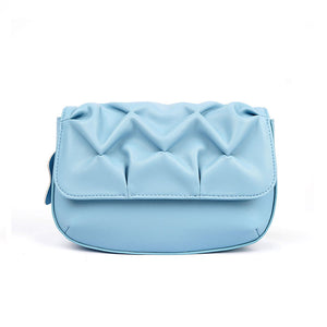Sky Blue Puffer Quilted Leather Crossbody Bag