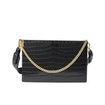 Load image into Gallery viewer, Black Croc-Embossed Chain Strap Shoulder Bag
