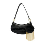 Muat gambar ke penampil Galeri, black Leather Fringe Hobo Bag with Purse

