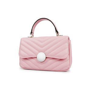 Pink Linear quilted leather crossbody handbag 