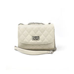 Load image into Gallery viewer, white Leather quilted handbags with chain strap
