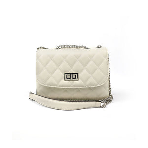 white Leather quilted handbags with chain strap
