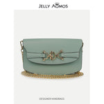 Carica l&#39;immagine nel visualizzatore di Gallery, green Leather chain crossbody saddle bag purse
