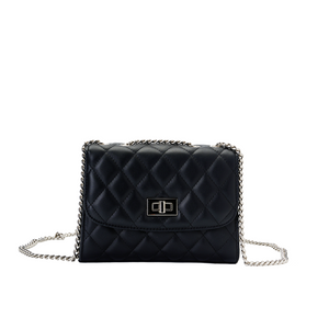 Leather quilted handbags with chain strap