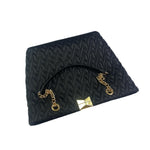 이미지를 갤러리 뷰어에 로드 , Black leather quilted tote bag black with gold chain strap handbags
