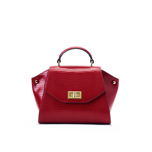 Lizard-embossed leather lady bag
