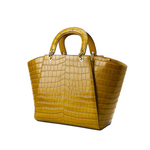 Load image into Gallery viewer, Large croc-Embossed Leather tote bag with crossbody strap
