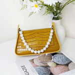 Load image into Gallery viewer, Yellow chanel pearl chain handbag
